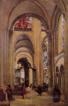 サンス大聖堂の内部外光ロマン主義 ジャン・バティスト・カミーユ・コロー Oil Paintings